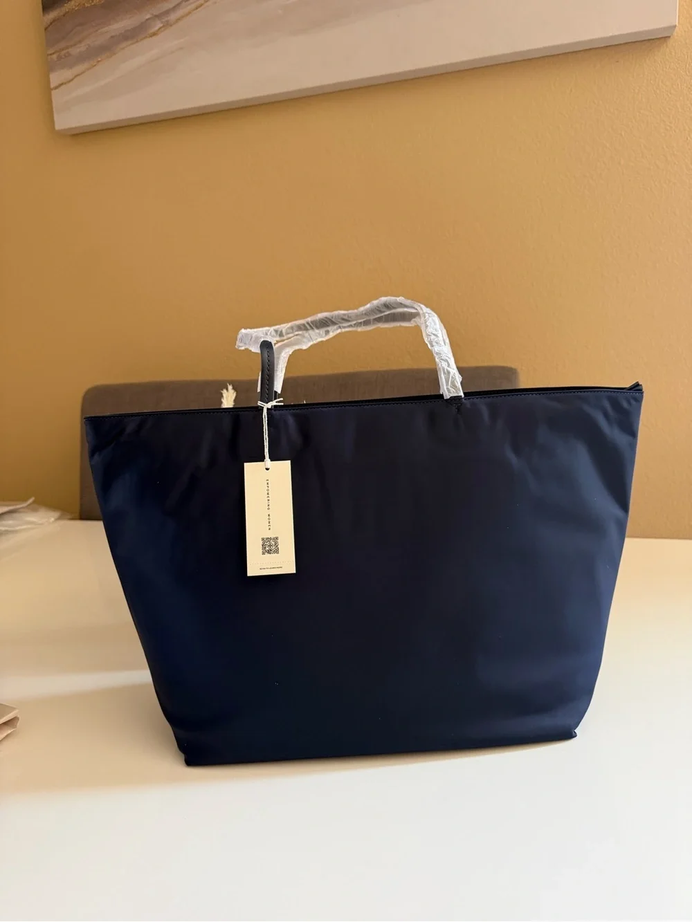 NWT , tory burch navy blue tote shoulder bag $300